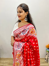 Samrpika Cherry Red Silver Zari Worked Heavy Banarasi Saree